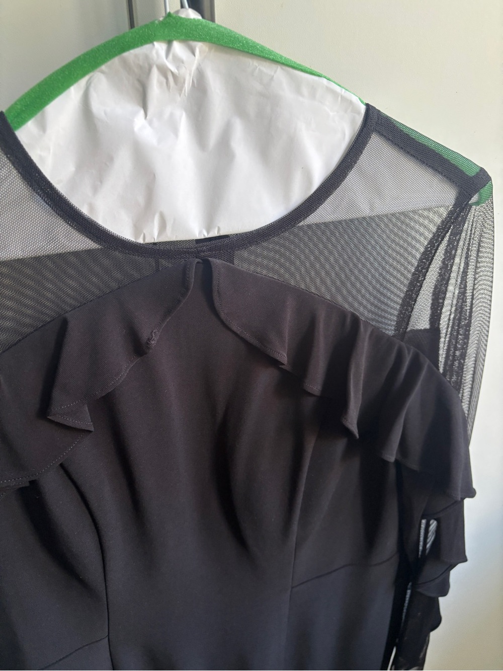 Black Ruffle Mesh-Sleeve Dress - Picture 3 of 5
